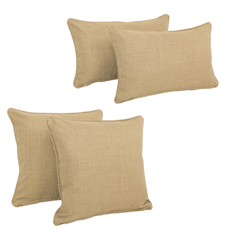 Blazing Needles Delaney Indoor/Outdoor Throw Pillow Set (Set of 4) - Sandstone