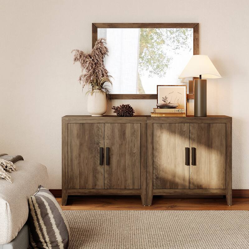 WAMPAT Farmhouse Buffet Cabinet with Door, Kitchen Sideboard for Dining & Living Room