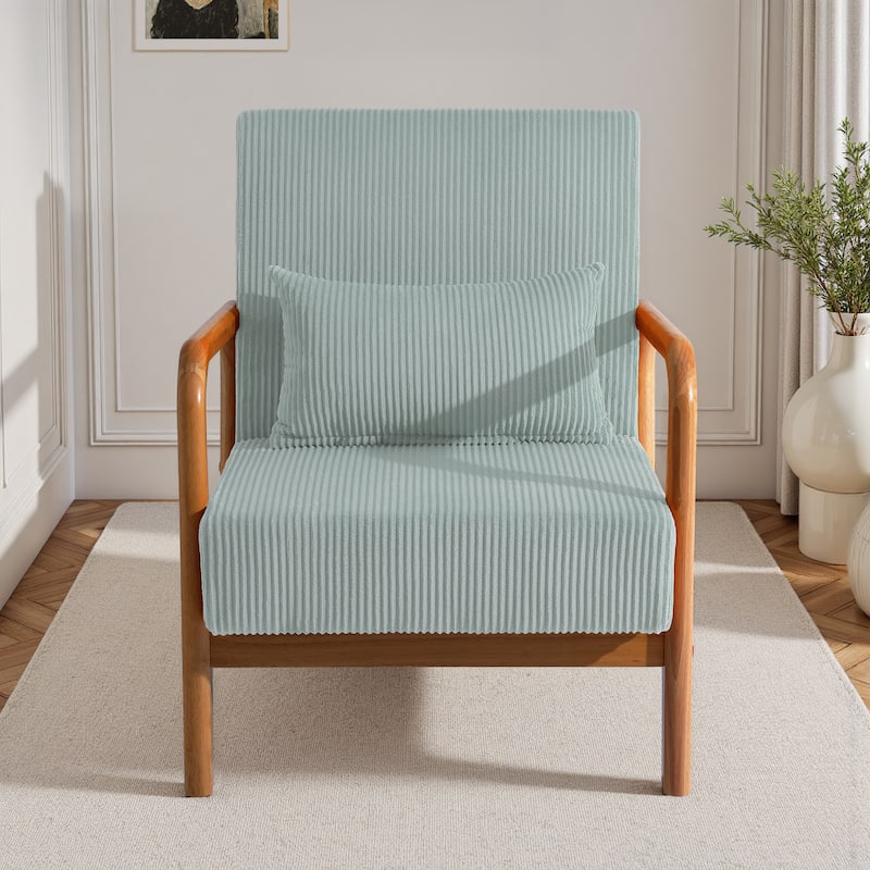 Uixe Mid Century Solid Wood Upholstered Corduroy Accent Chair