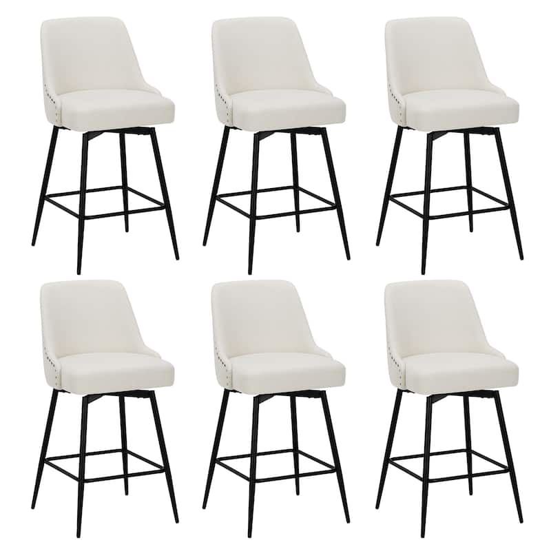 Industrial Swivel Bar Stools(Set of 2/4/6, Adjustable for Counter Height, 360° Spin & Plush Cushioned Seat