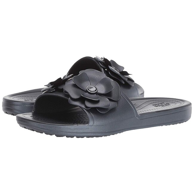 women's crocs sloane metallic blooms slide