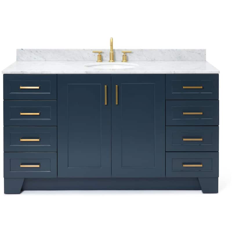 Ariel Q061SCW2OVO Taylor 61" Free Standing Single Oval Basin Vanity - Midnight Blue - Painted