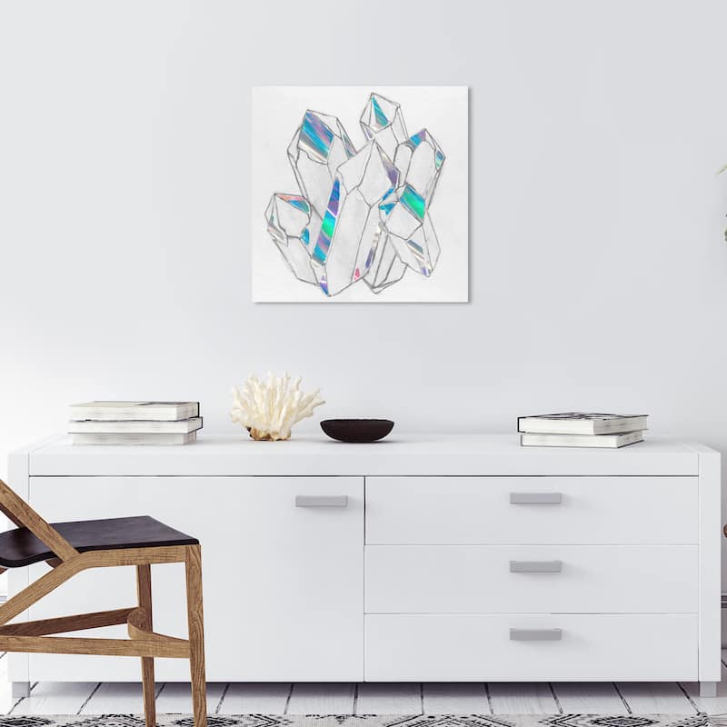 Wynwood Studio Canvas Fashion and Glam Quartz Holo Dream Gray and Metallic Silver Modern & Contemporary Wall Art Canvas Print - 20 x 20