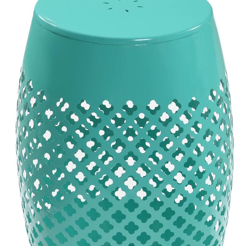 12" Modern Indoor/Outdoor Round Openwork Metal Green Side Table - 12" L x 12" W x 16.7" H
