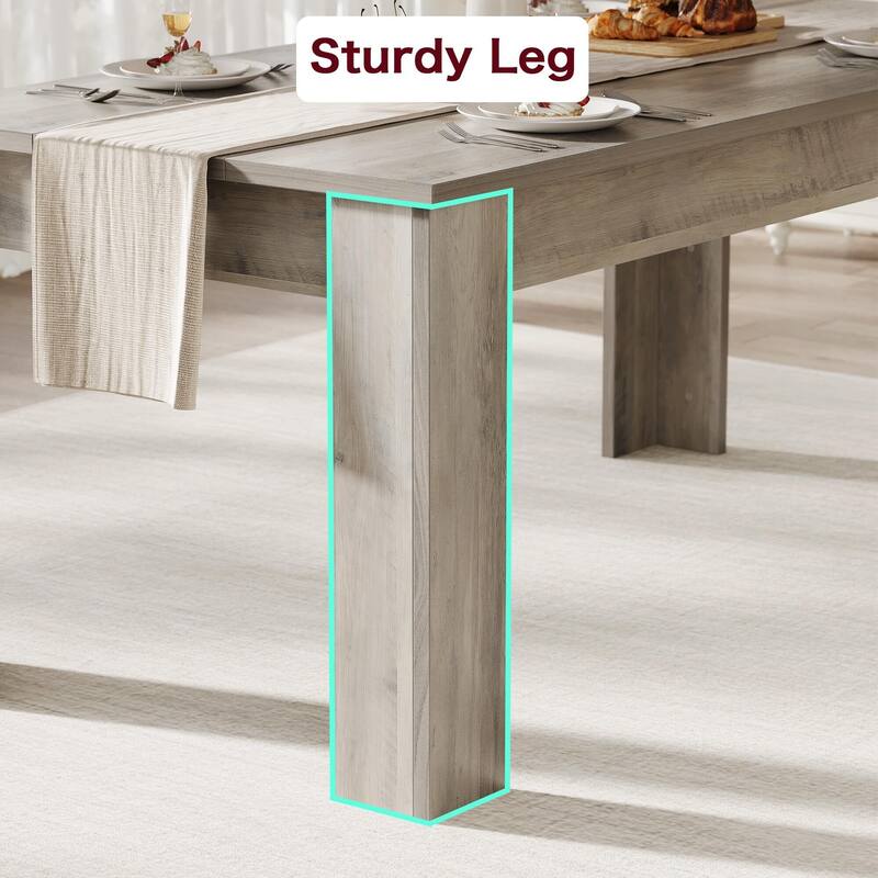 63" Wood Farmhouse Dining Table, for 4-6