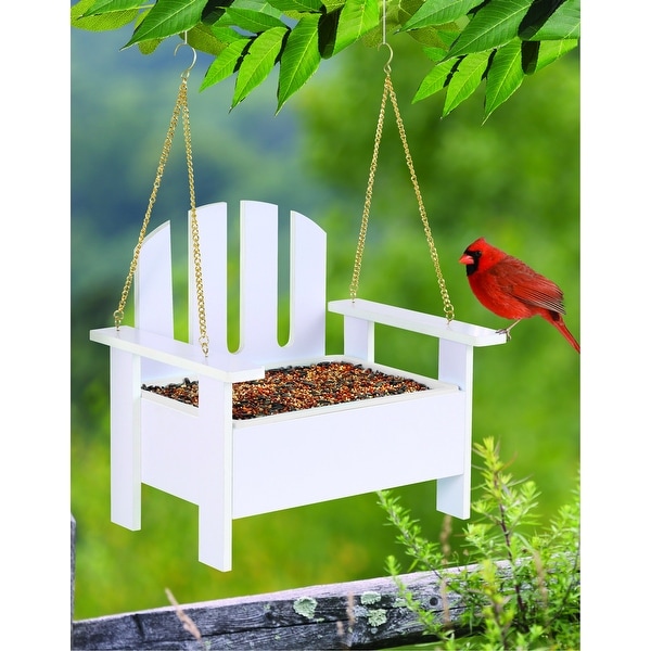 Shop Wooden Adirondack Chair Bird Feeder In White - 9.0 in ...