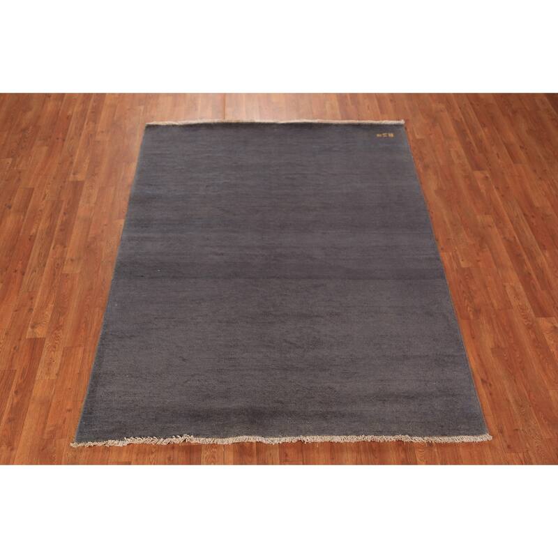 Gray Blue Modern Gabbeh Oriental Rug Handmade Wool Carpet - 5'1" x 6'6"