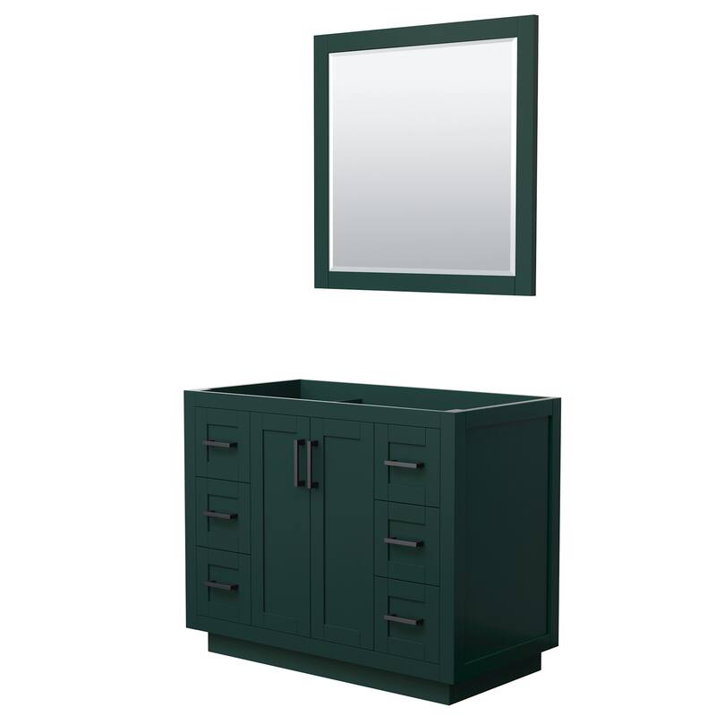 Wyndham Collection Miranda 42" Single Free Standing Vanity Cabinet - - Green / Matte Black Hardware