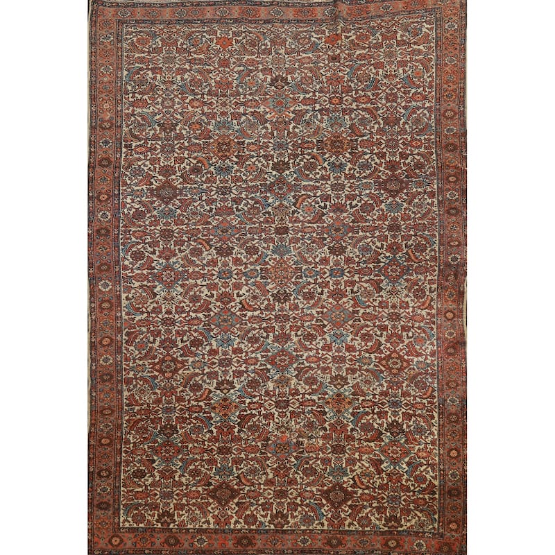 Hand Knotted Oriental 100% Wool Carpet Traditional All-Over Beige & Ivories Bidjar Area Rug - 6' 3'' X 4' 3''