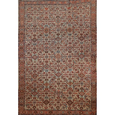 Hand Knotted Oriental 100% Wool Carpet Traditional All-Over Beige & Ivories Bidjar Area Rug - 6' 3'' X 4' 3''