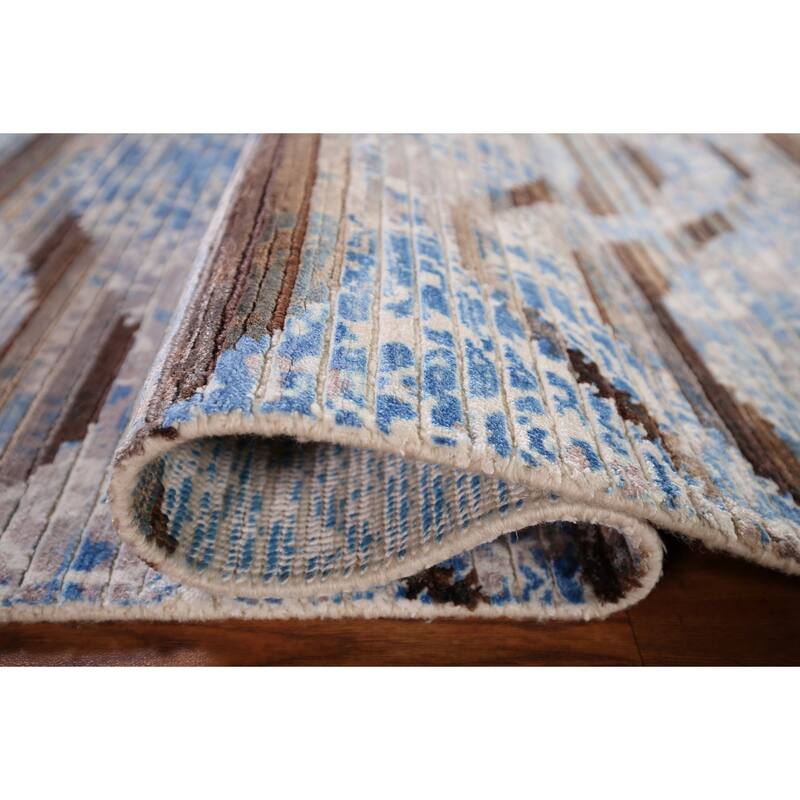 Striped Modern Abstract Accent Rug Hand-Knotted Wool Carpet - 2'9" x 5'0"