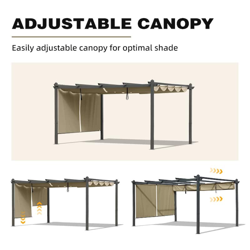 Aoodor Outdoor Pergola with Aluminum Frame & Retractable Canopy