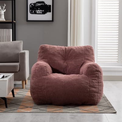 Luxurious Teddy Fabric Bean Bag Sofa with Ergonomic Backrest, Perfect for Modern Living Space