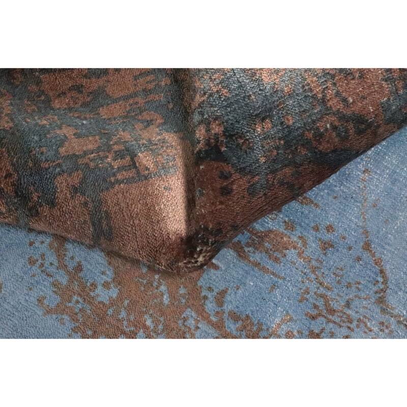 Hand Knotted Oriental Viscose Silk Carpet Modern Pictorial Brown Abstract Area Rug - 7' 10'' X 5' 8''