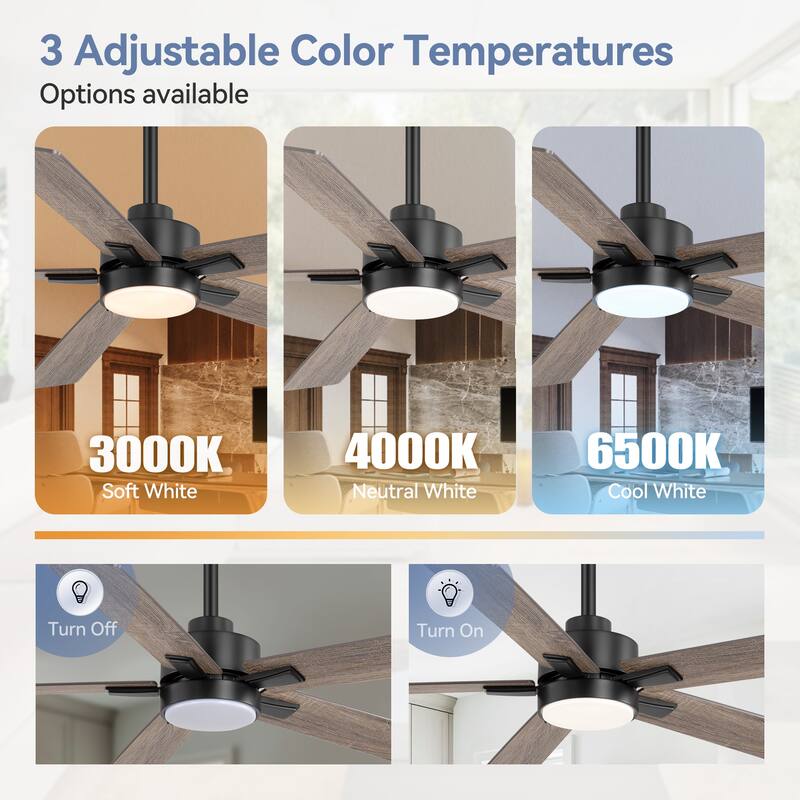 52-Inch 5-Blade Integrated LED Ceiling Fan with Light Remote and Downrod