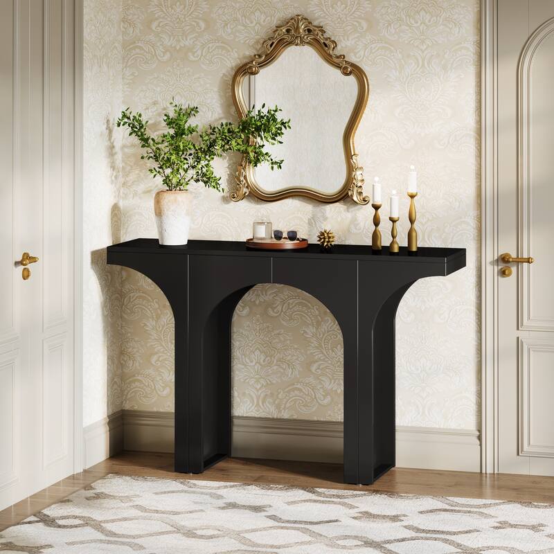 47 Inches Console Table with Arch Base for Entrance - White
