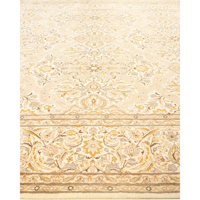 Overton Hand Knotted Wool Vintage Inspired Traditional Mogul Ivory Area Rug - 9 x 12