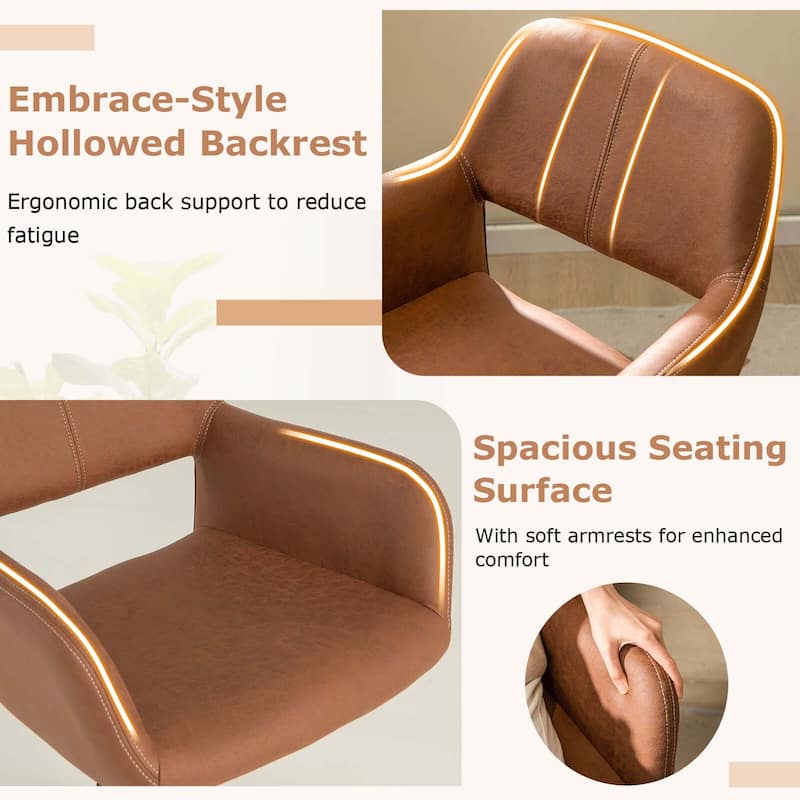 Costway Leathaire Home Office Chair with Ergonomic Backrest Padded - 22.5" x 22.5" x 30.5"-34.5" (L x W x H)