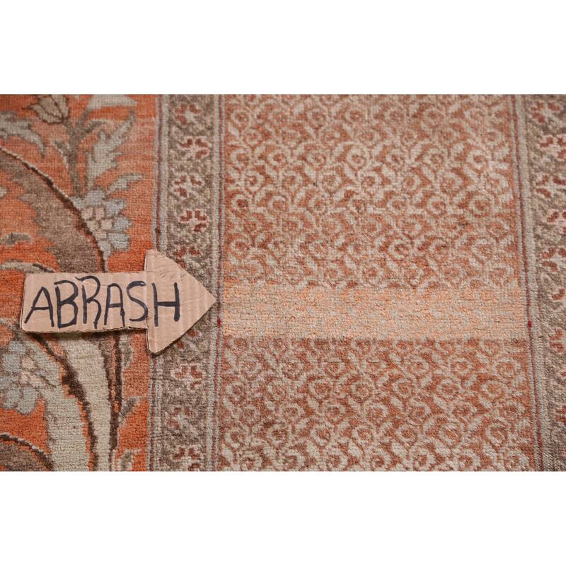 Hand Knotted Oriental 100% Wool Carpet Traditional Floral Oranges & Rust Tabriz Area Rug - 15' 2'' X 10' 8''