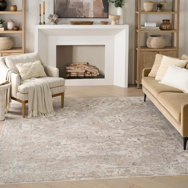 slide 2 of 9, Nourison Antique Fusion Indoor only Grey Persian Area Rug Ivory/Multicolor - 5'3" x 7'10"