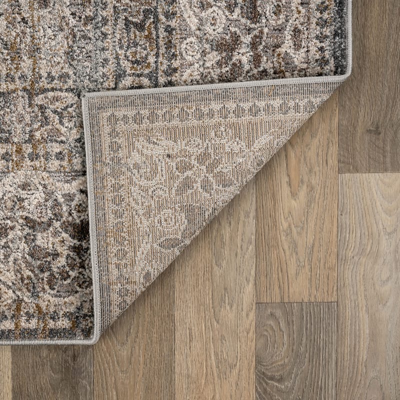 World Rug Gallery Vintage Border Stone Gray Indoor High-Low Area Rug