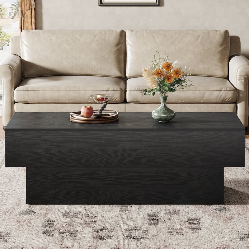 55-Inch Wood Coffee Table, Large Rectangle Tea Table, Center Table for Living Room, Office Reception