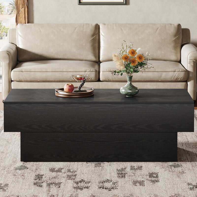 Farmhouse Wood Coffee Table, 55-Inch Rectangle Large Tea Table