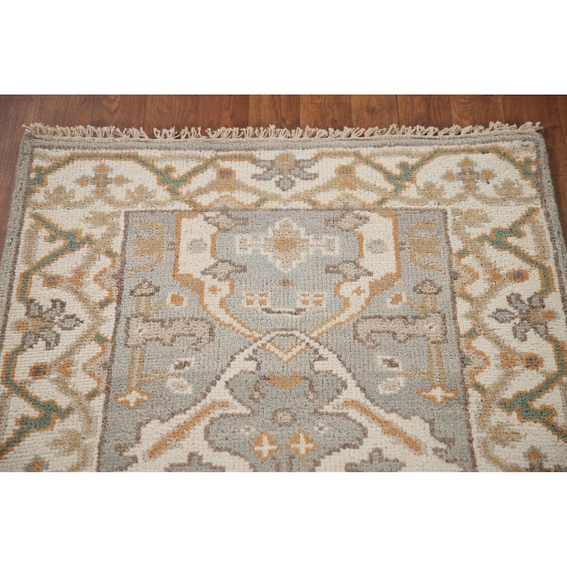 All-Over Oushak Oriental Runner Rug Hand-knotted Wool Carpet - 2'8"x 9'11"