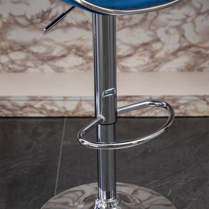 Velvet Upholstered Adjustable Swivel Barstool,Set of 2