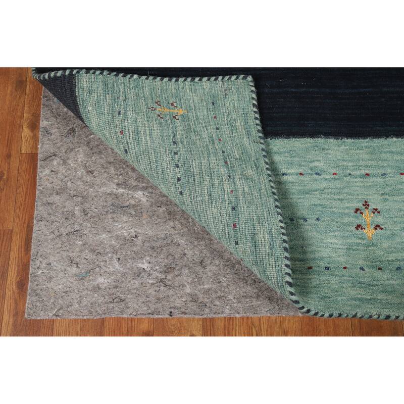 Navy Blue Gabbeh Oriental Rug Handmade Wool Carpet - 4'0" x 5'10"