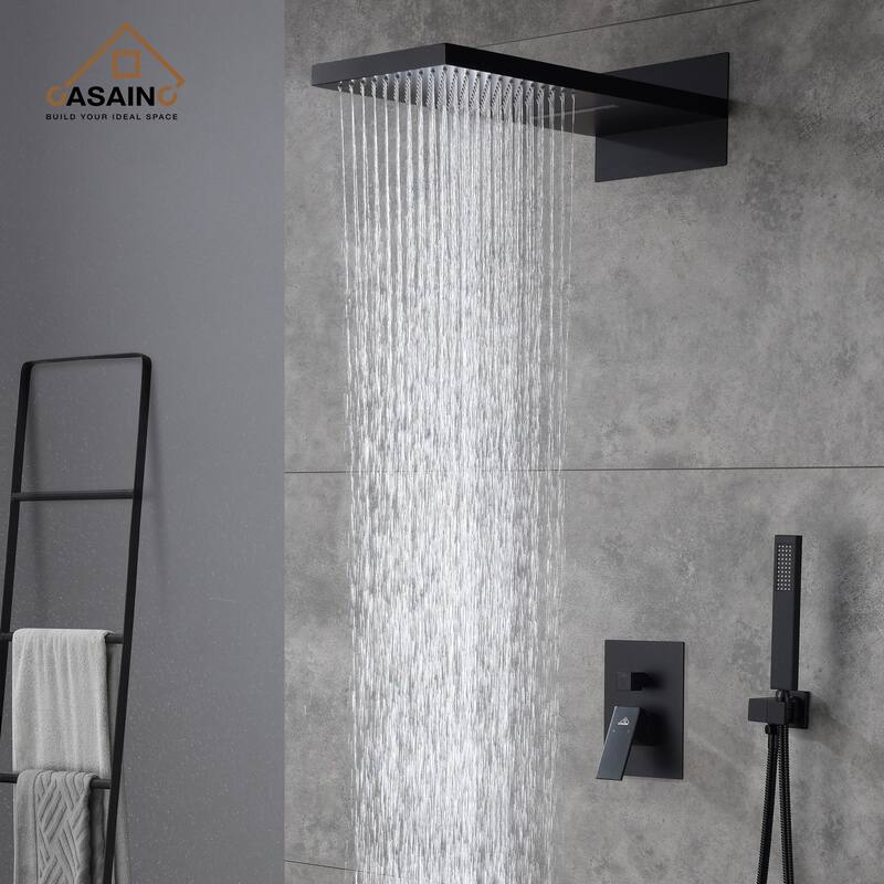 2-Spray 22-inch Wall Mounted Shower System With Handheld Shower Hand - Matte Black