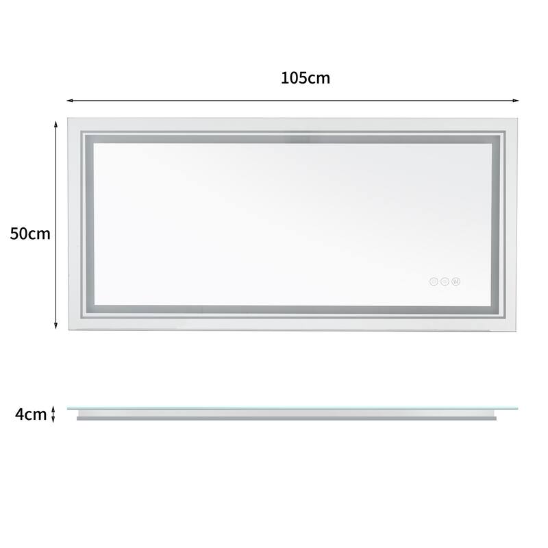 1050x500mm Led Bathroom Mirror Wall Vanity Mirror Dressing/Makeup Mirror with Backlit Light Anti-fog Mirror for Room/Shop