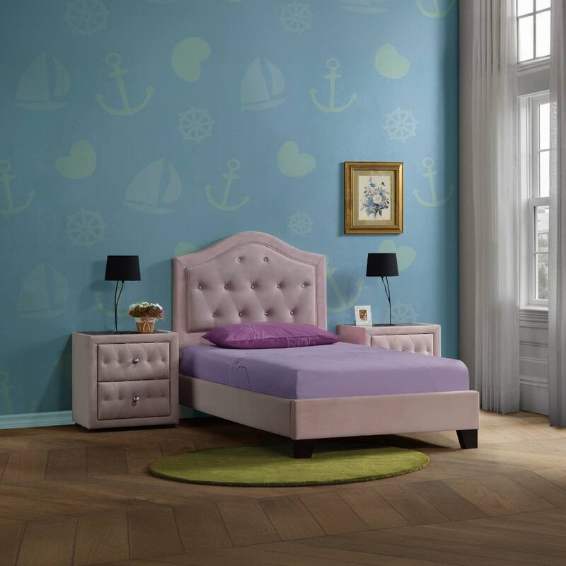 Elegant 2-Drawer Nightstand with Crystal Knobs and Smooth Glides