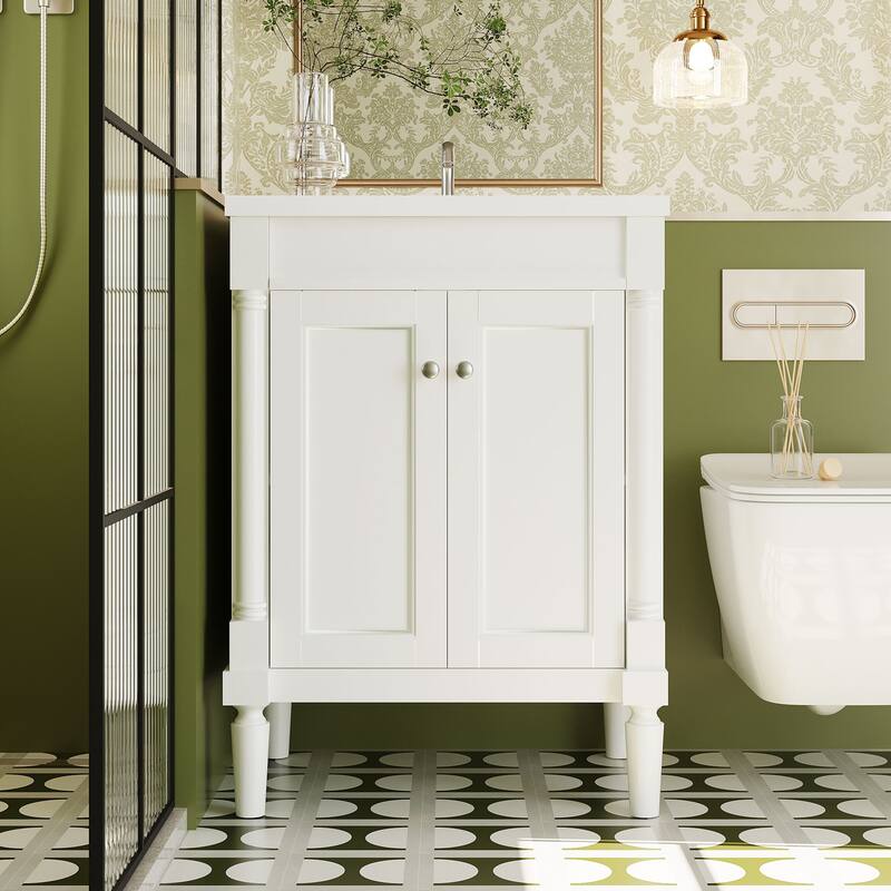 24'' 2-Tier Modern Bathroom Vanity with Top Sink
