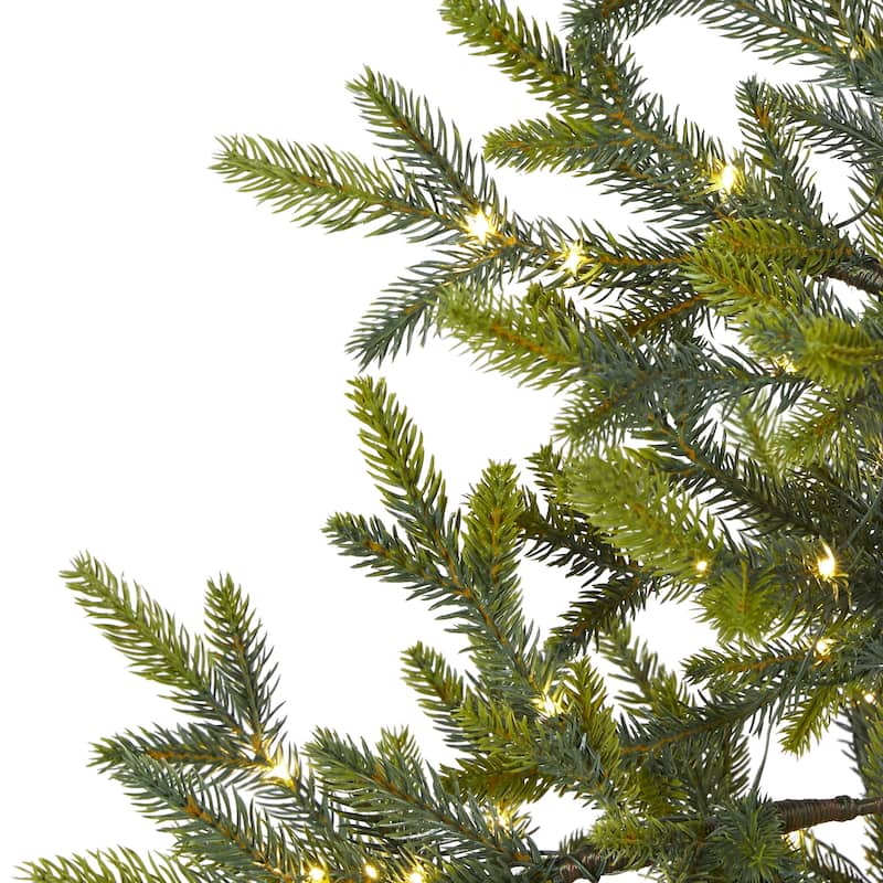 4” Pre-Lit Potted Fraser Fir Artificial Christmas Tree, LED Lights - 4 Foot