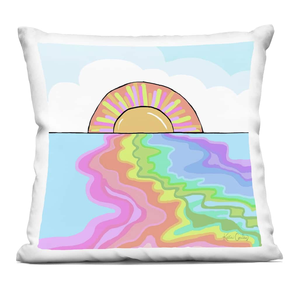 Stupell Swirling Rainbow on Sea Surface Decorative Printed Throw Pillow Design by Katie Conley
