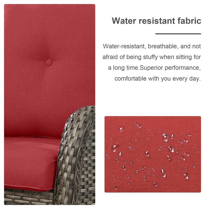 ArcoBay Wicker PE Rattan Outdoor Patio Swivel Glider Chairs with 4'' Olefin Cushions (2-Pack)