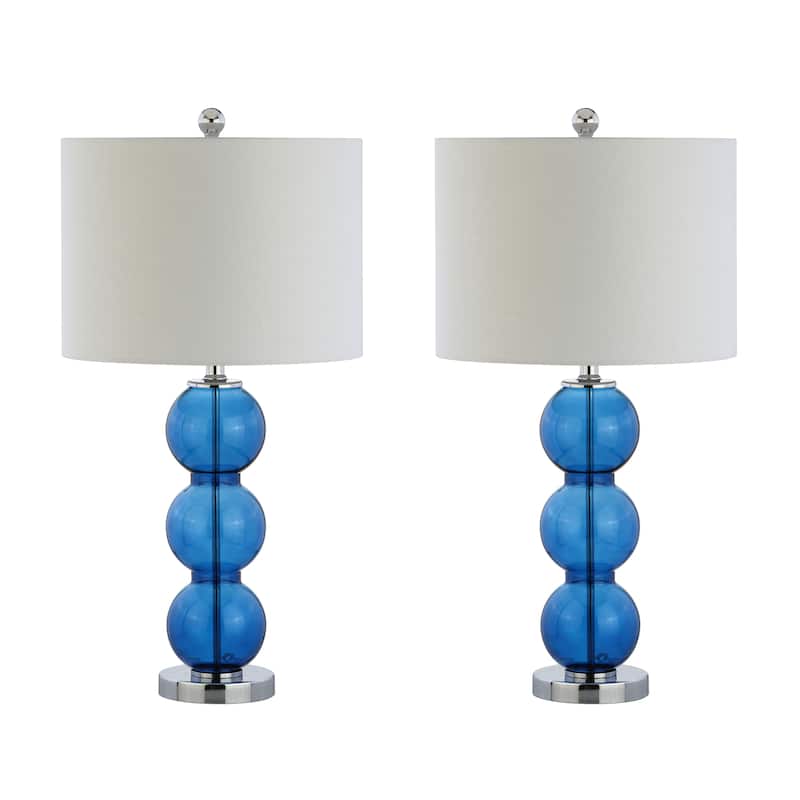 Ella 27" Glass Triple-Sphere LED Table Lamp, Mercury Silver/Chrome (Set of 2) by JONATHAN Y