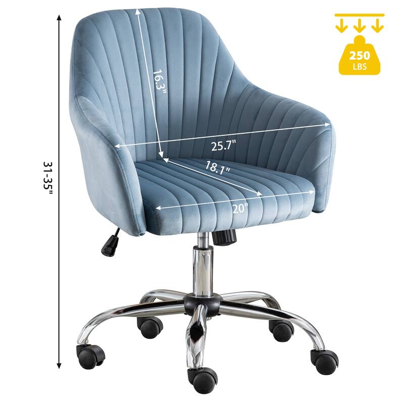 Modern Velvet Accent Chair with Adjustable Height and Rolling Casters