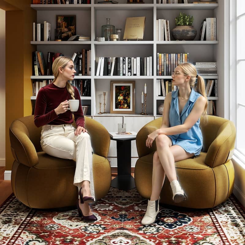 Kieon 33"W 360 Swivel Barrel Chair Modern Accent Chair Set of 2