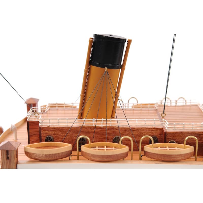 HomeRoots 10" Black and Red 1912 RMS Titanic Small Boat Hand Painted Decorative Boat - 25' X '10' X '3.5