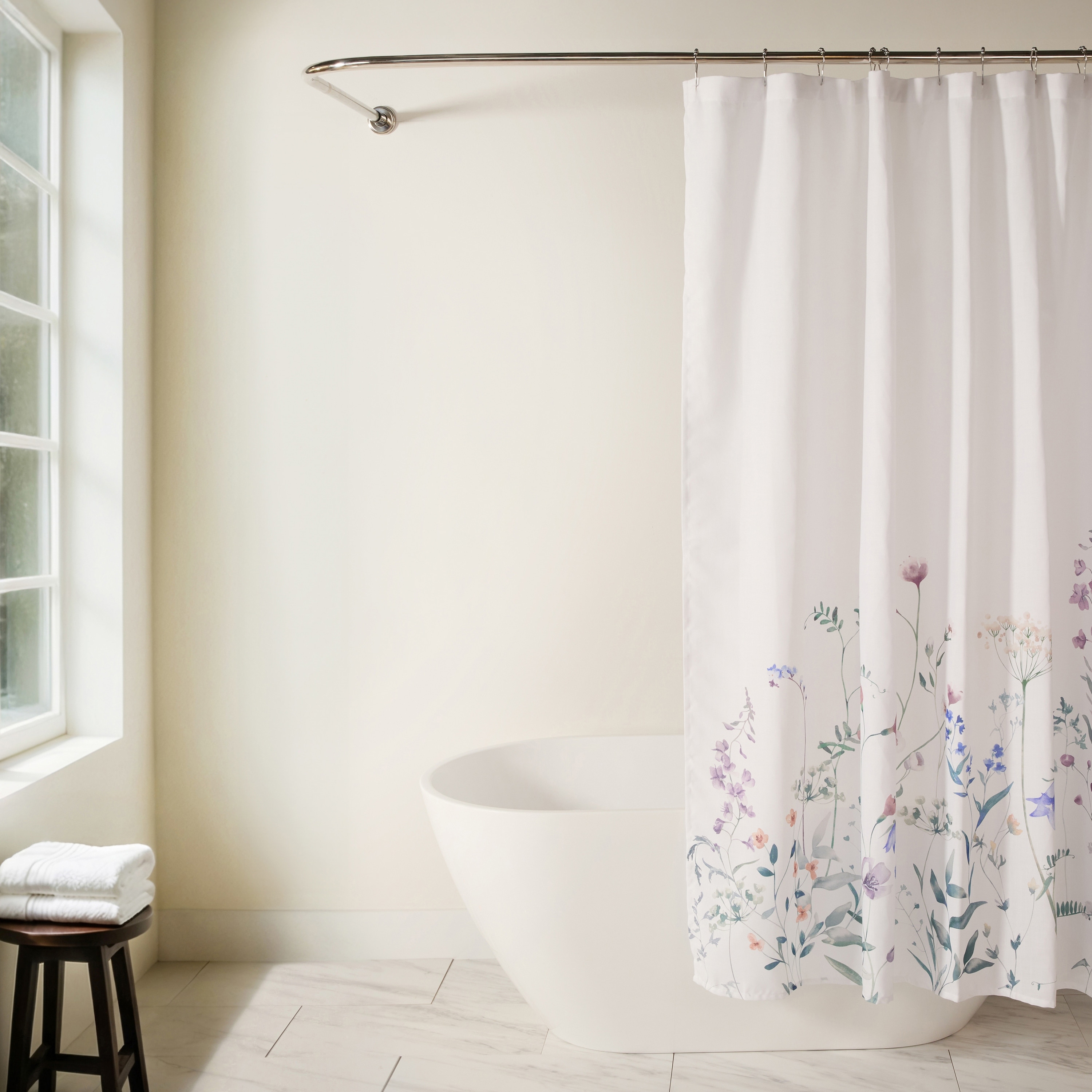 Becky Cameron Timeless Floral Patterned Shower Curtain