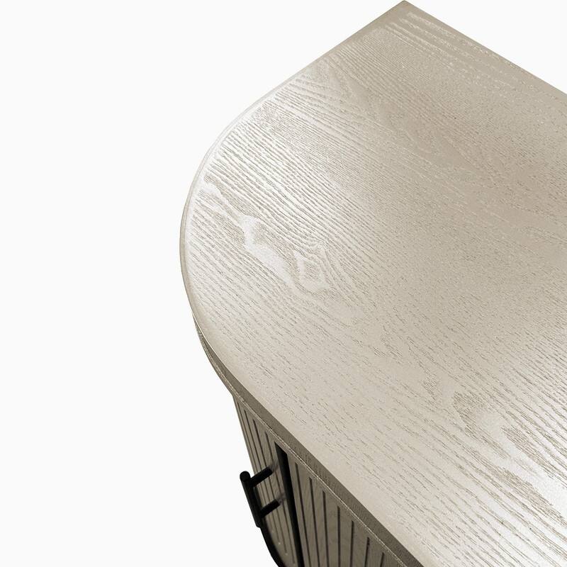 47.24" Modern Curved Sideboard Wooden Storage Cabinet with Adjustable Shelves for Home Organization