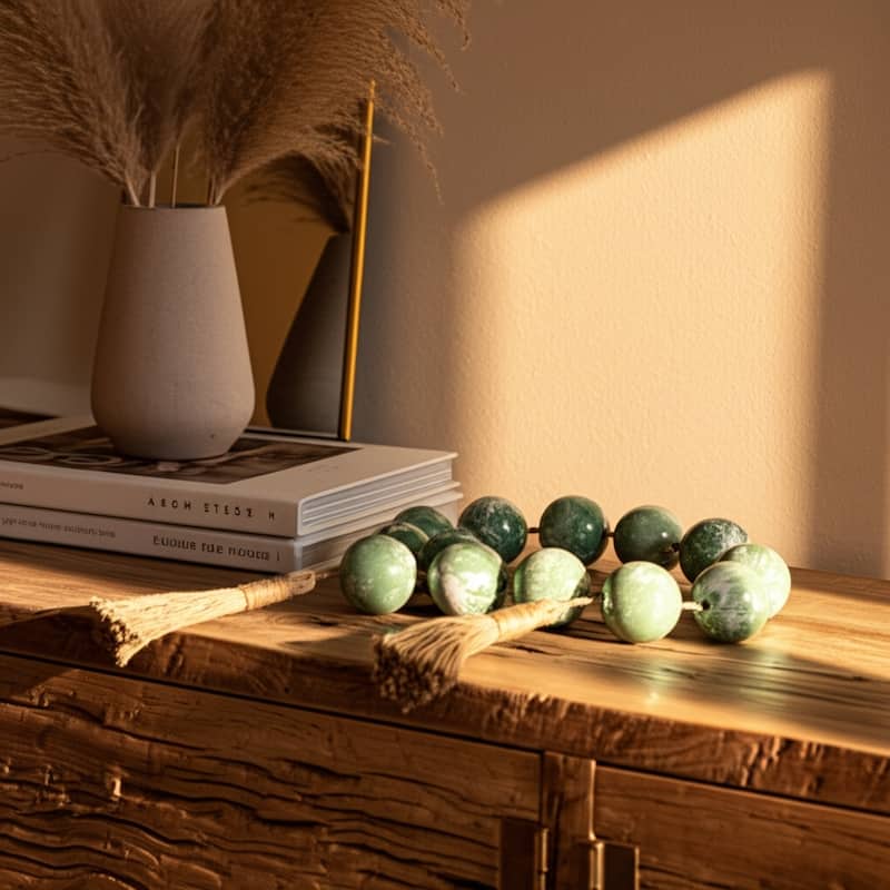 Resin Modern Decorative Beads with Jute Detailing and Textured Accents