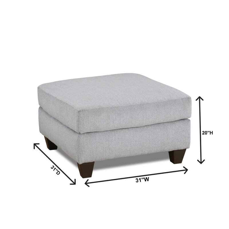 Roundhill Furniture Duleek Upholstered Cocktail Ottoman, Herringbone Silver
