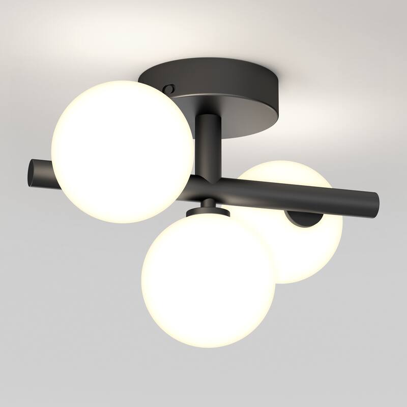 Artika Bloom Ceiling Flushmount Light, Black-3CCT