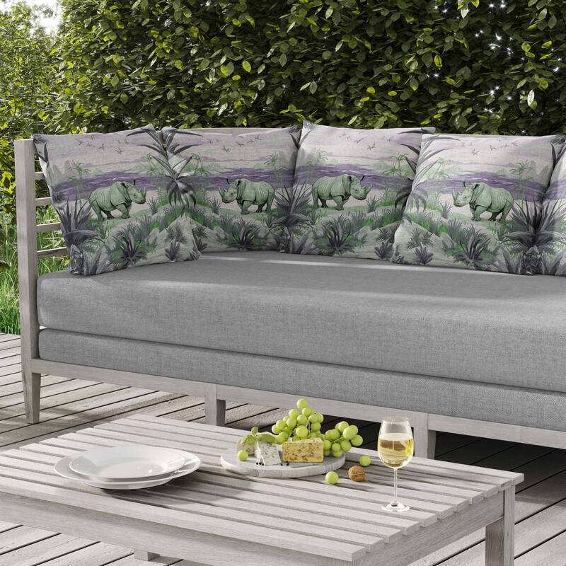 Coastal Rhino Indoor/Outdoor Reversible Throw Pillow Green and Purple