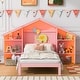 preview thumbnail 30 of 35, House Shaped Platform Bed with Built-in LED Lights Wood Platform Bed Frame with Storage Headboard & Shelves, Easy Assembly