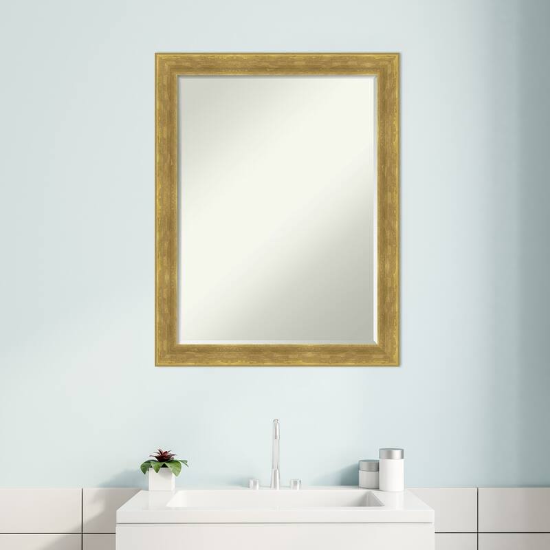 Angled Half-Inch-Bevel Wood Framed Bathroom Vanity Wall Mirror - Glass Size 18x24