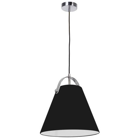 1 Light Emperor Pendant Polished Chrome with Black Shade